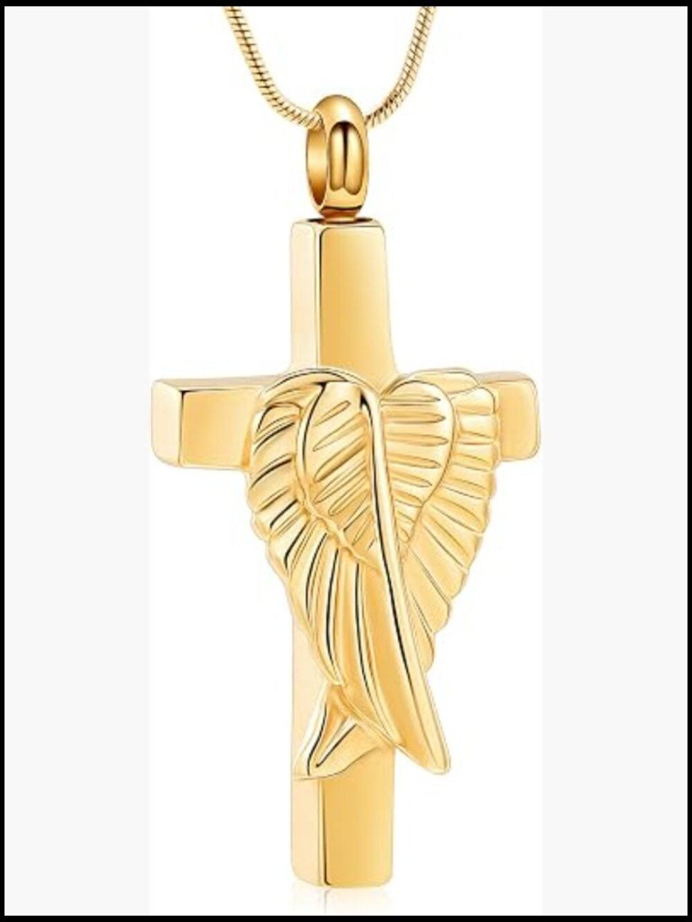 Cross Angel Wings Urn Necklace Cremation Memorial Keepsake Pendant with Funnel